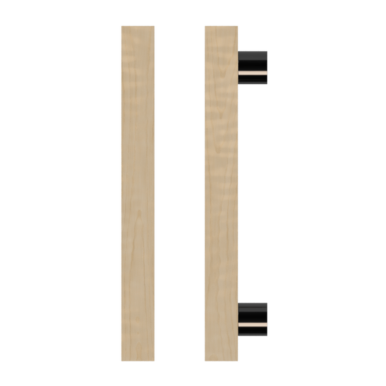 Single T07 Timber Entrance Pull Handle, American White Oak, CTC800mm, H1000mm x 40mm x 40mm x Projection 85mm, in Raw Timber (ready to stain or paint) in White Oak / Black