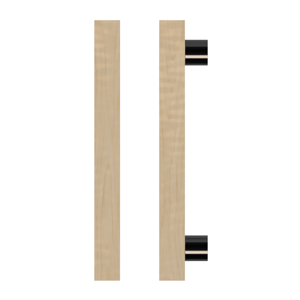 Single T07 Timber Entrance Pull Handle, American White Oak, CTC800mm, H1000mm x 40mm x 40mm x Projection 85mm, in Raw Timber (ready to stain or paint) in White Oak / Black