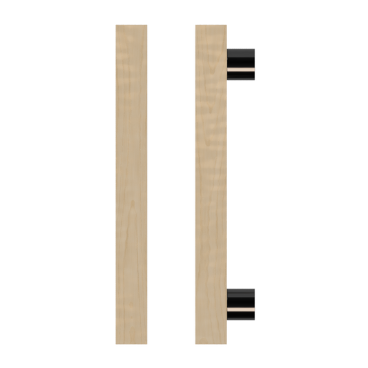 Single T07 Timber Entrance Pull Handle, American White Oak, CTC800mm, H1000mm x 40mm x 40mm x Projection 85mm, in Raw Timber (ready to stain or paint) in White Oak / Black