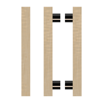 Pair T07 Timber Entrance Pull Handle, American White Oak, Back to Back Pair, CTC800mm, H1000mm x 40mm x 40mm x Projection 85mm, in Raw Timber (ready to stain or paint) in White Oak / Black