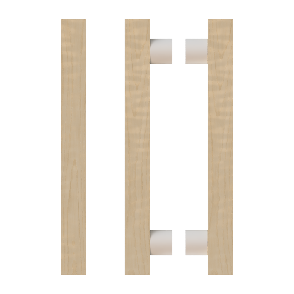 Pair T07 Timber Entrance Pull Handle, American White Oak, Back to Back Pair, CTC800mm, H1000mm x 40mm x 40mm x Projection 85mm, in Raw Timber (ready to stain or paint) in White Oak / Powder Coat