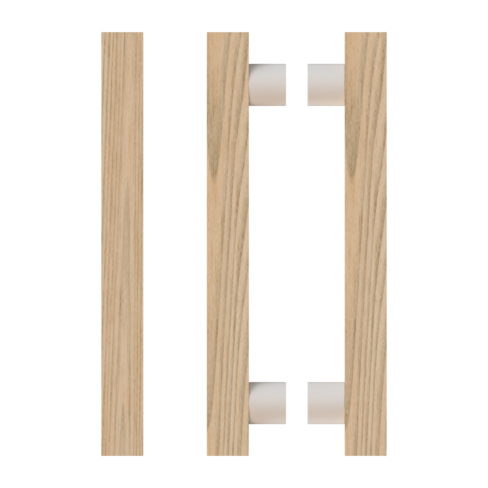 Pair T07 Timber Entrance Pull Handle, Tasmanian Oak, Back to Back Pair, CTC800mm, H1000mm x 40mm x 40mm x Projection 85mm, in Raw Timber (ready to stain or paint) in Tasmanian Oak / Powder Coat