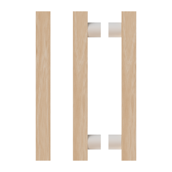 Pair T07 Timber Entrance Pull Handle, Victorian Ash, Back to Back Pair, CTC800mm, H1000mm x 40mm x 40mm x Projection 85mm, in Raw Timber (ready to stain or paint) in Victorian Ash / Powder Coat