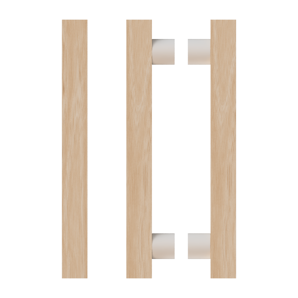 Pair T07 Timber Entrance Pull Handle, Victorian Ash, Back to Back Pair, CTC800mm, H1000mm x 40mm x 40mm x Projection 85mm, in Raw Timber (ready to stain or paint) in Victorian Ash / Powder Coat