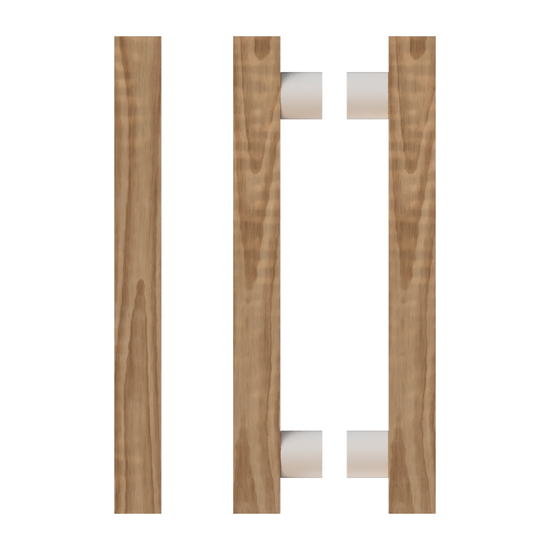 Pair T07 Timber Entrance Pull Handle, American Walnut, Back to Back Pair, CTC800mm, H1000mm x 40mm x 40mm x Projection 85mm, in Raw Timber (ready to stain or paint) in Walnut / Powder Coat