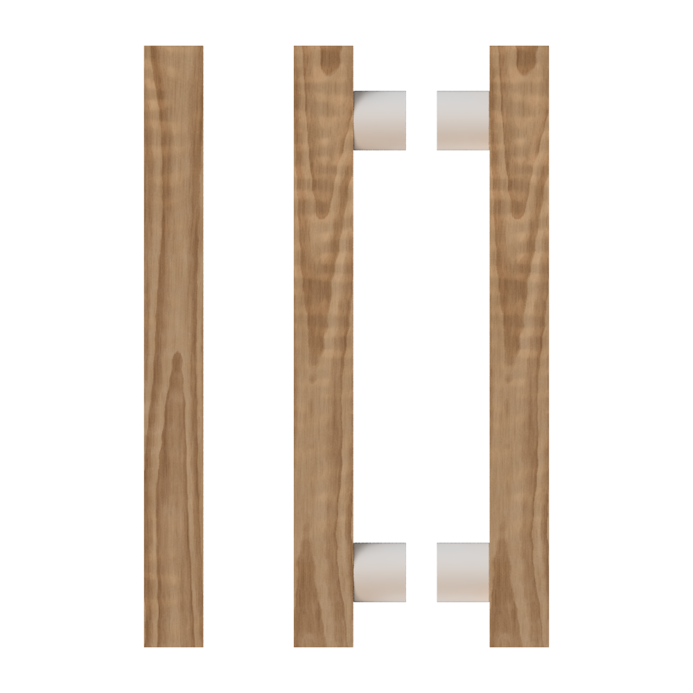 Pair T07 Timber Entrance Pull Handle, American Walnut, Back to Back Pair, CTC800mm, H1000mm x 40mm x 40mm x Projection 85mm, in Raw Timber (ready to stain or paint) in Walnut / Powder Coat