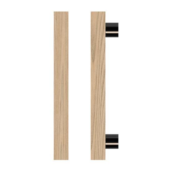 Single T07 Timber Entrance Pull Handle, Tasmanian Oak, CTC800mm, H1000mm x 40mm x 40mm x Projection 85mm, in Raw Timber (ready to stain or paint) in Tasmanian Oak / Black