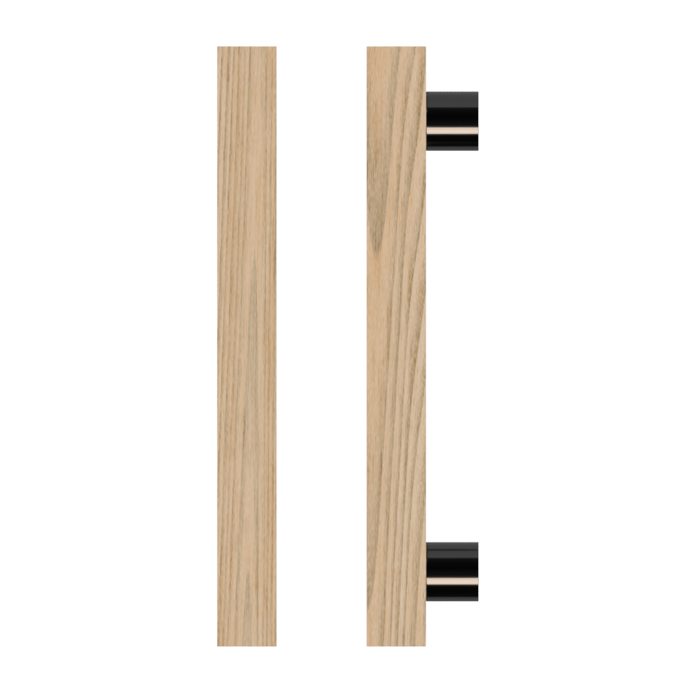 Single T07 Timber Entrance Pull Handle, Tasmanian Oak, CTC800mm, H1000mm x 40mm x 40mm x Projection 85mm, in Raw Timber (ready to stain or paint) in Tasmanian Oak / Black