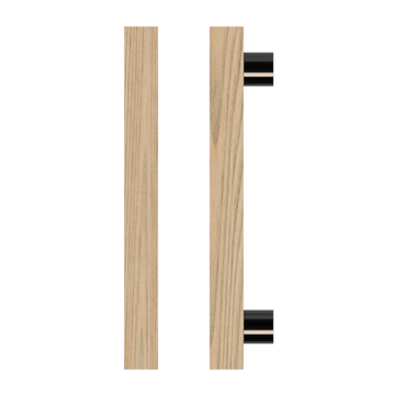 Single T07 Timber Entrance Pull Handle, Tasmanian Oak, CTC800mm, H1000mm x 40mm x 40mm x Projection 85mm, in Raw Timber (ready to stain or paint) in Tasmanian Oak / Black