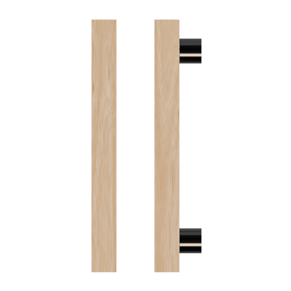 Single T07 Timber Entrance Pull Handle, Victorian Ash, CTC800mm, H1000mm x 40mm x 40mm x Projection 85mm, in Raw Timber (ready to stain or paint) in Victorian Ash / Black