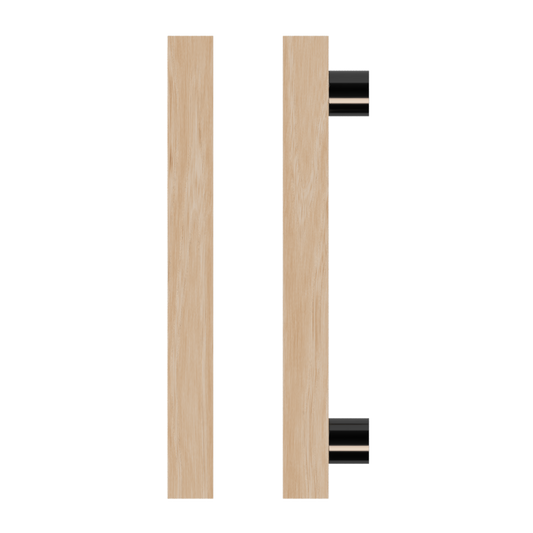 Single T07 Timber Entrance Pull Handle, Victorian Ash, CTC800mm, H1000mm x 40mm x 40mm x Projection 85mm, in Raw Timber (ready to stain or paint) in Victorian Ash / Black