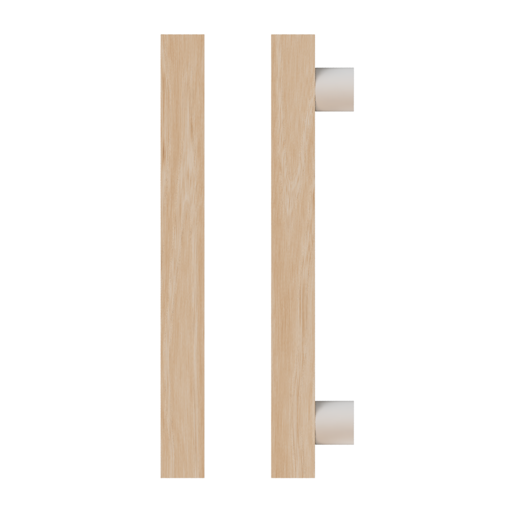 Single T07 Timber Entrance Pull Handle, Victorian Ash, CTC800mm, H1000mm x 40mm x 40mm x Projection 85mm, in Raw Timber (ready to stain or paint) in Victorian Ash / Powder Coat