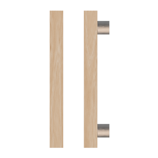 Single T07 Timber Entrance Pull Handle, Victorian Ash, CTC800mm, H1000mm x 40mm x 40mm x Projection 85mm, in Raw Timber (ready to stain or paint) in Victorian Ash / Polished Nickel