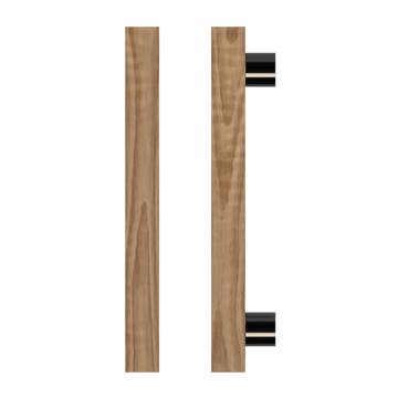 Single T07 Timber Entrance Pull Handle, American Walnut, CTC800mm, H1000mm x 40mm x 40mm x Projection 85mm, in Raw Timber (ready to stain or paint) in Walnut / Black