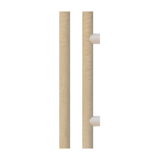 Single T08 Timber Entrance Pull Handle, American Oak, CTC400mm, H600mm x Ø40mm x Projection 85mm, in Raw Timber (ready to stain or paint) in White Oak / Powder Coat