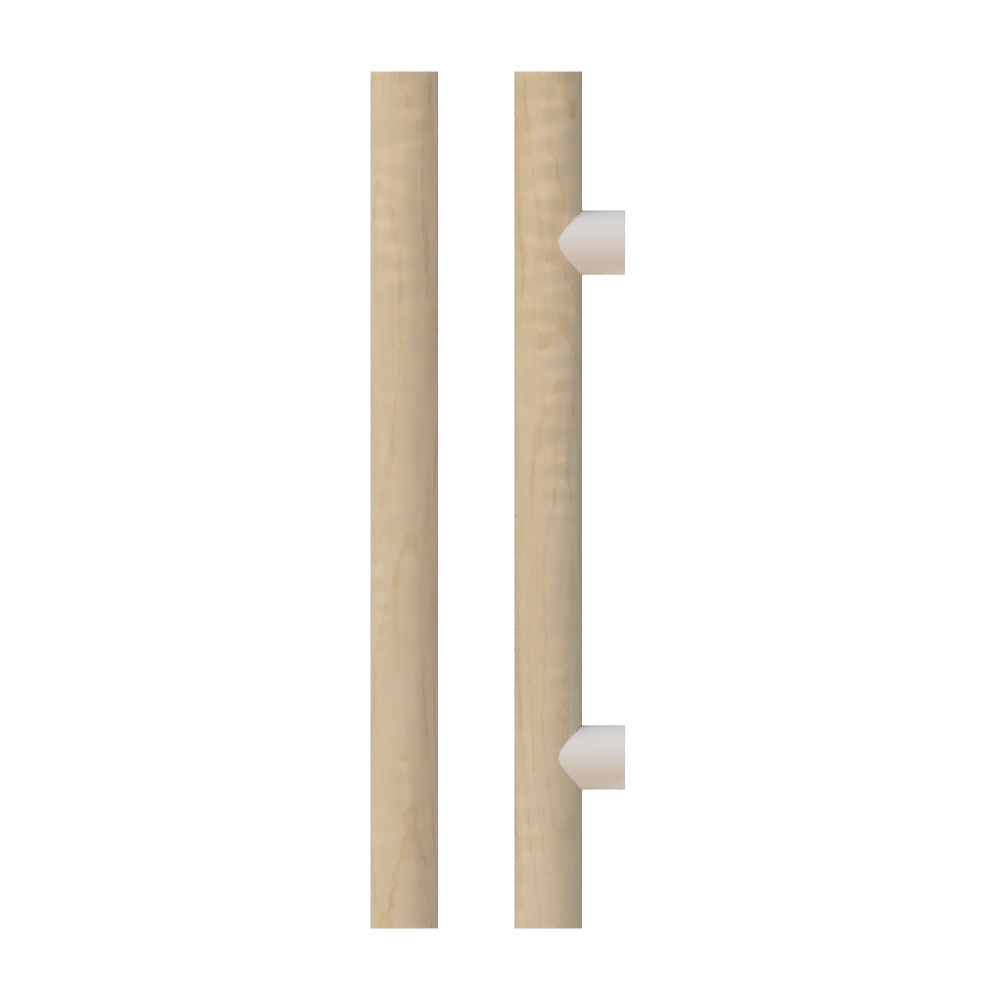 Single T08 Timber Entrance Pull Handle, American Oak, CTC400mm, H600mm x Ø40mm x Projection 85mm, in Raw Timber (ready to stain or paint) in White Oak / Powder Coat