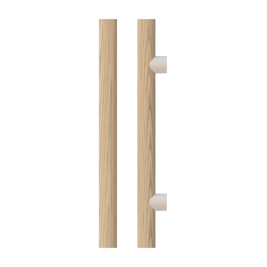 Single T08 Timber Entrance Pull Handle, American Oak, CTC800mm, H1000mm x Ø40mm x Projection 85mm, in Raw Timber (ready to stain or paint) in White Oak / Powder Coat