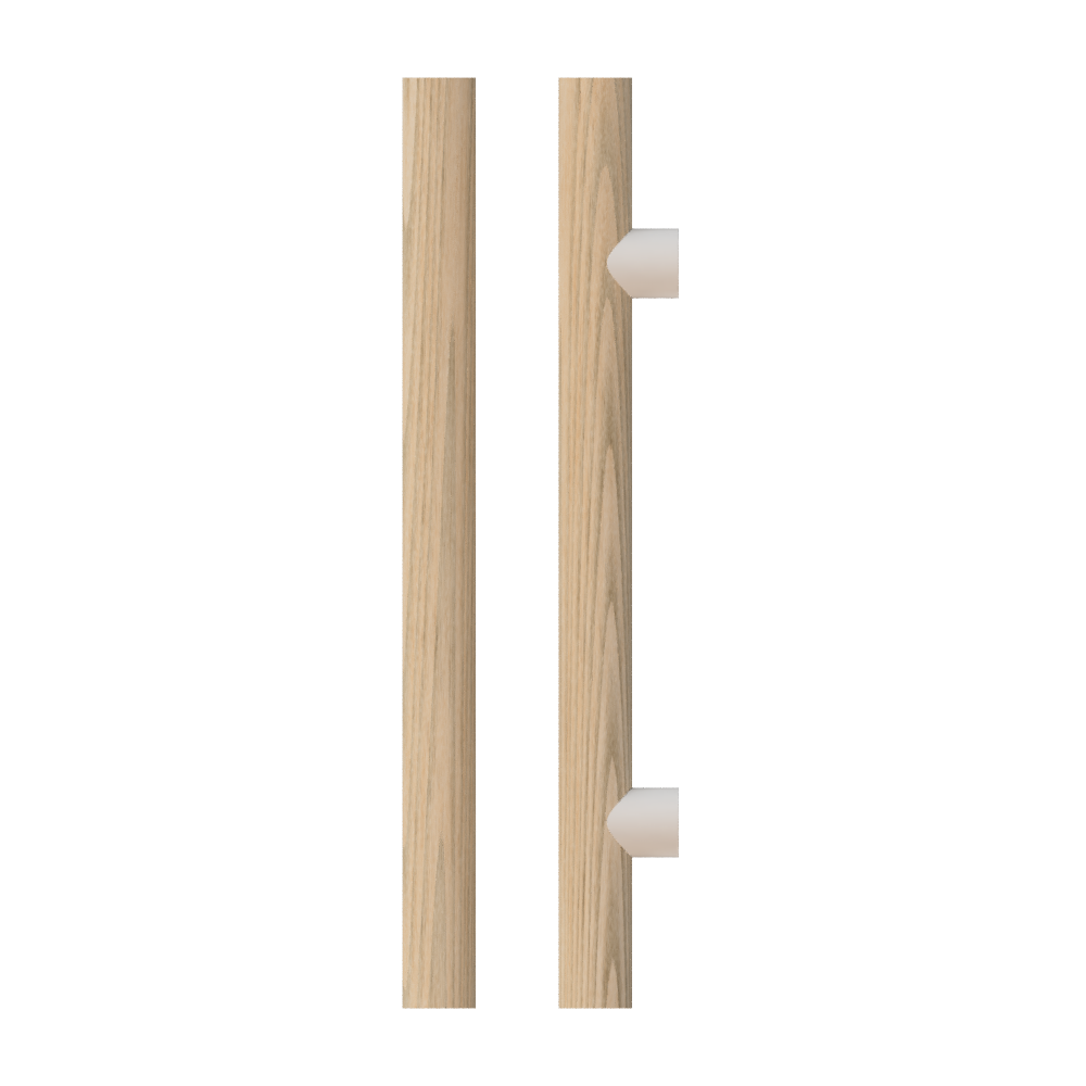 Single T08 Timber Entrance Pull Handle, American Oak, CTC800mm, H1000mm x Ø40mm x Projection 85mm, in Raw Timber (ready to stain or paint) in White Oak / Powder Coat