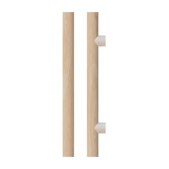 Single T08 Timber Entrance Pull Handle, Victorian Ash, CTC800mm, H1000mm x Ø40mm x Projection 85mm, in Raw Timber (ready to stain or paint) in Victorian Ash / Powder Coat