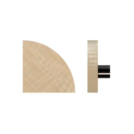 Single T10 Timber Entrance Pull Handle, American Oak, Radius 150mm x Projection 68mm, in Raw Timber (ready to stain or paint) in White Oak / Black