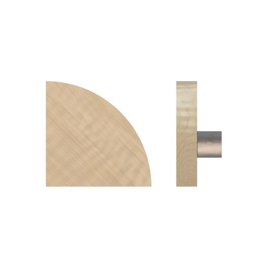 Single T10 Timber Entrance Pull Handle, American Oak, Radius 150mm x Projection 68mm, in Raw Timber (ready to stain or paint) in White Oak / Polished Nickel