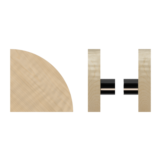 Pair T10 Timber Entrance Pull Handle, American Oak, Back to Back Fixing, Radius 150mm x Projection 68mm, in Raw Timber (ready to stain or paint) in White Oak / Black