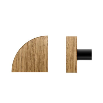 Single T10 Timber Entrance Pull Handle, Tasmanian Oak, Radius 150mm x Projection 68mm, Coated in Raw Timber (ready to stain or paint) in Tasmanian Oak / Powder Coat