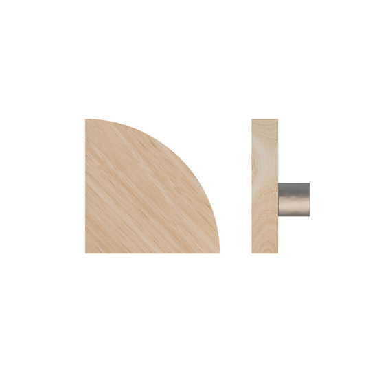 Single T10 Timber Entrance Pull Handle, Victorian Ash, Radius 150mm x Projection 68mm, in Raw Timber (ready to stain or paint) in Victorian Ash / Polished Nickel