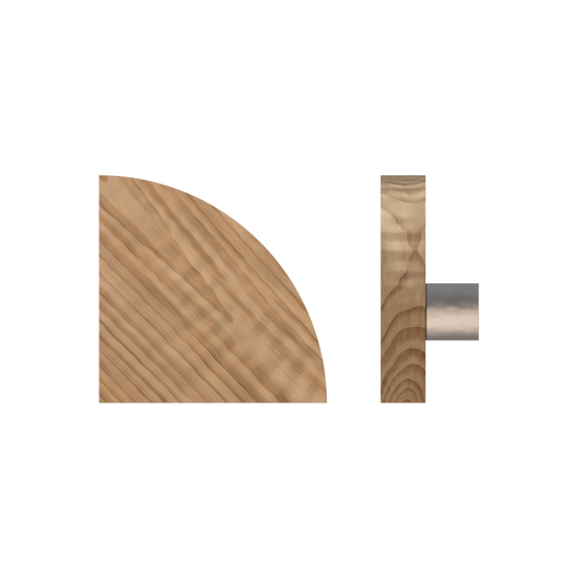 Single T10 Timber Entrance Pull Handle, American Walnut, Radius 150mm x Projection 68mm, in Raw Timber (ready to stain or paint) in Walnut / Polished Nickel