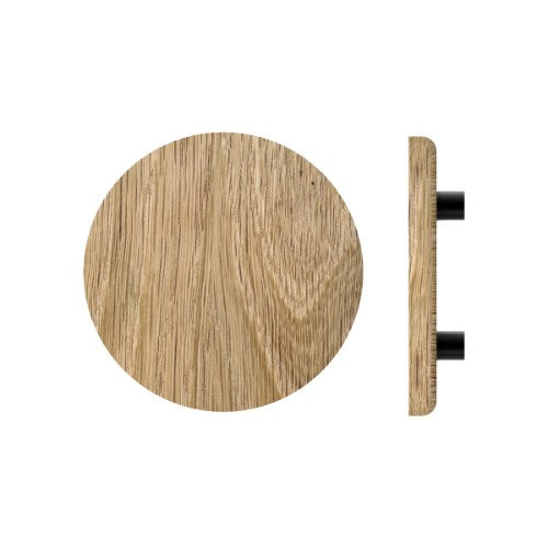 Single T11 Timber Entrance Pull Handle, American Oak, Ø300mm x Projection 68mm, in Raw Timber (ready to stain or paint) in White Oak / Powder Coat