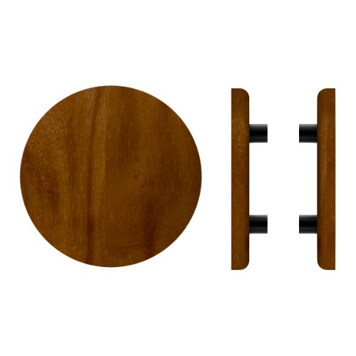 Pair T11 Timber Entrance Pull Handle, American Walnut, Back to Back Fixing, Ø300mm x Projection 68mm, in Raw Timber (ready to stain or paint) in Walnut / Powder Coat