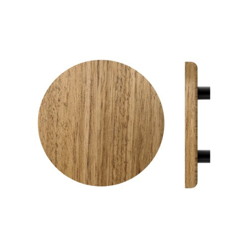 Single T11 Timber Entrance Pull Handle, Tasmanian Oak, Ø300mm x Projection 68mm, in Raw Timber (ready to stain or paint) in Tasmanian Oak / Powder Coat