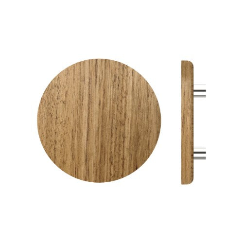 Single T11 Timber Entrance Pull Handle, Tasmanian Oak, Ø300mm x Projection 68mm, in Raw Timber (ready to stain or paint) in Tasmanian Oak / Polished Nickel