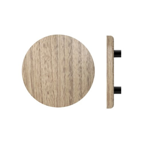 Single T11 Timber Entrance Pull Handle, Victorian Ash, Ø300mm x Projection 68mm, in Raw Timber (ready to stain or paint) in Victorian Ash / Powder Coat