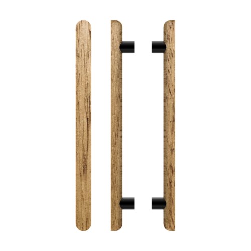 Pair T12 Timber Entrance Pull Handle, Tasmanian Oak, Back to Back Pair, CTC800mm, H1000mm x 40mm x 40mm x Projection 75mm, in Raw Timber (ready to stain or paint) in Tasmanian Oak / Powder Coat