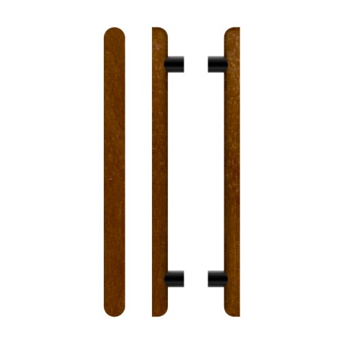 Pair T12 Timber Entrance Pull Handle, American Walnut, Back to Back Pair, CTC800mm, H1000mm x Ø40mm x Projection 85mm, in Raw Timber (ready to stain or paint) in Walnut / Powder Coat