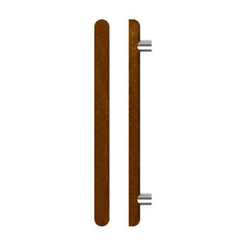 Single T12 Timber Entrance Pull Handle, American Walnut, CTC800mm, H1000mm x Ø40mm x Projection 85mm, in Raw Timber (ready to stain or paint) in Walnut / Satin Nickel