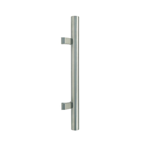 Round Offset Pull Handle, 1200mm o/a length - Back to Back in Satin Stainless