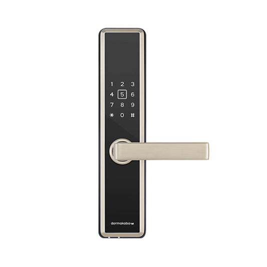 Kaba M5 Digital BLE Door Lock, Digital Pad, Battery Powered, Voice Guided Programming, Up to 100 RFID Card, 70 General Users, Mechanical Key Override, Fire Rated (RH) in Matt Black / Satin Nickel