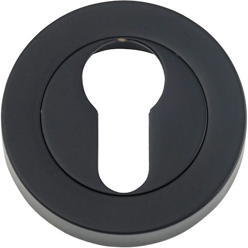 Escutcheon Euro Concealed Fix Round Pair Matt Black D52xP10mm in Matt Black