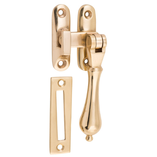 Casement Fastener Teardrop Polished Brass W40xP30mm Drop 95mm in Polished Brass