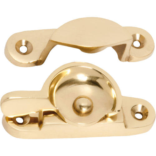 Sash Fastener Classic Unlacquered Polished Brass L65xW25mm in Unlacquered Polished Brass