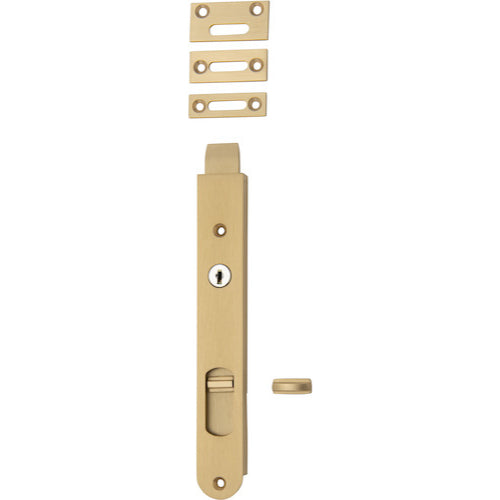 Flush Bolt Locking Brushed Brass H200xW29mm in Brushed Brass