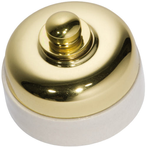 Fan Controller Ivory Porcelain Base Polished Brass D60xP48mm in Polished Brass/ Ivory