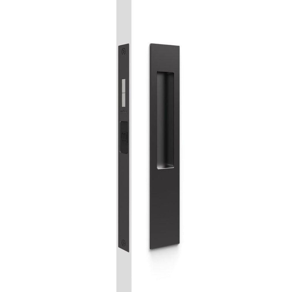 Mardeco M Series Flush Pull Snib Lockset (inside snib, no cylinder), H257 x W43 x D13mm, Face 2mm, suits 34-50mm doors in Matt Black