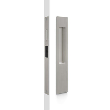 Mardeco M Series Flush Pull Snib Lockset (inside snib, no cylinder), H257 x W43 x D13mm, Face 2mm, suits 34-50mm doors in Brushed Nickel