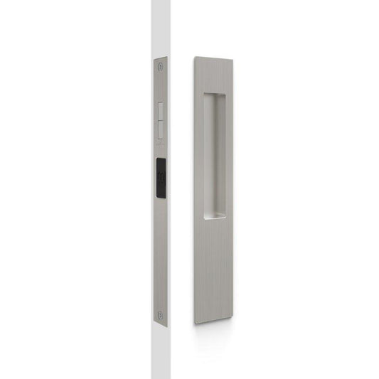 Mardeco M Series Flush Pull Snib Lockset (inside snib, no cylinder), H257 x W43 x D13mm, Face 2mm, suits 34-50mm doors in Brushed Nickel