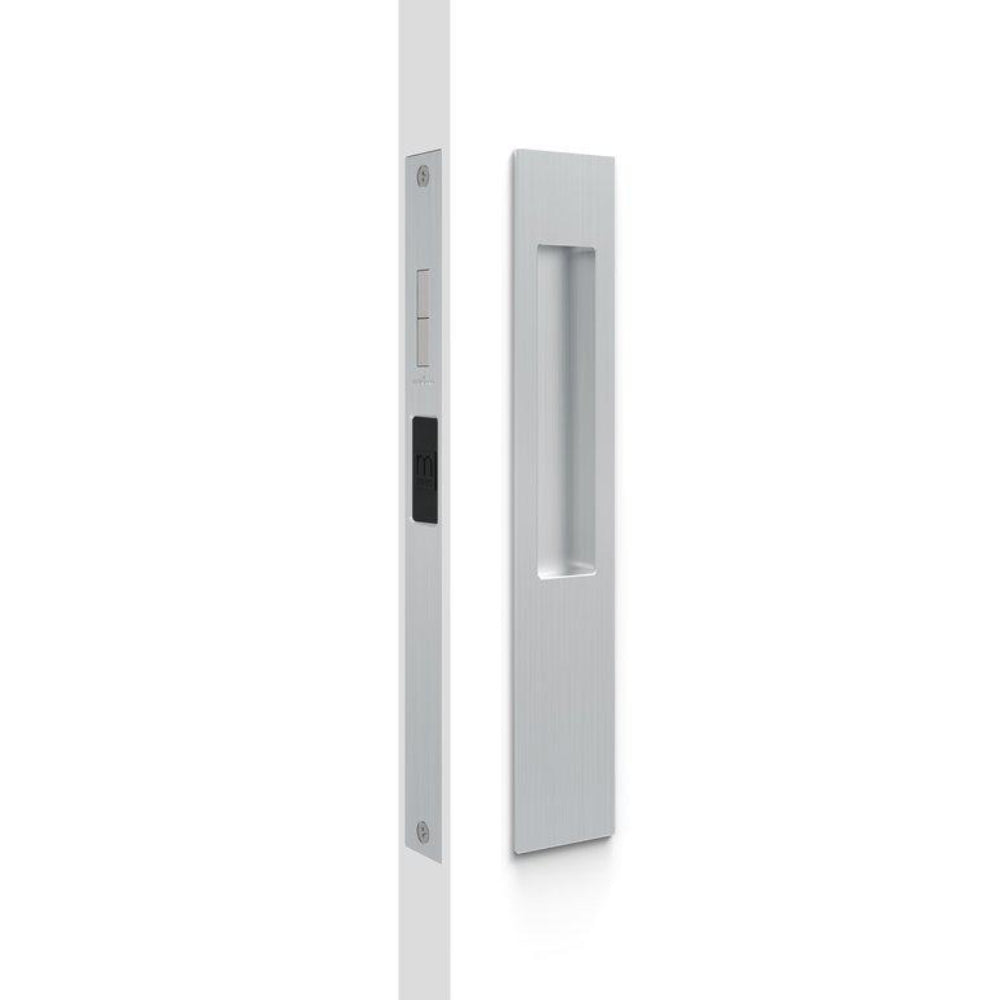 Mardeco M Series Flush Pull Snib Lockset (inside snib, no cylinder), H257 x W43 x D13mm, Face 2mm, suits 34-50mm doors in Brushed Satin Chrome