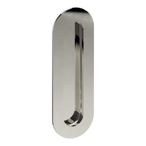 Oval Sliding Door, Flush Pull Handle (Single). Solid Stainless Steel. 150mm x 50mm. Invisible Fix (no screw holes) in Polished Stainless