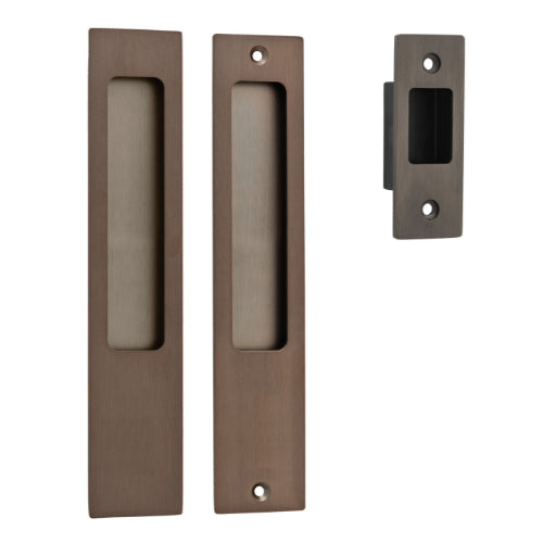 Sliding Door Pull Rectangular Pair Signature Brass H225xW45xP2.5mm in Signature Brass